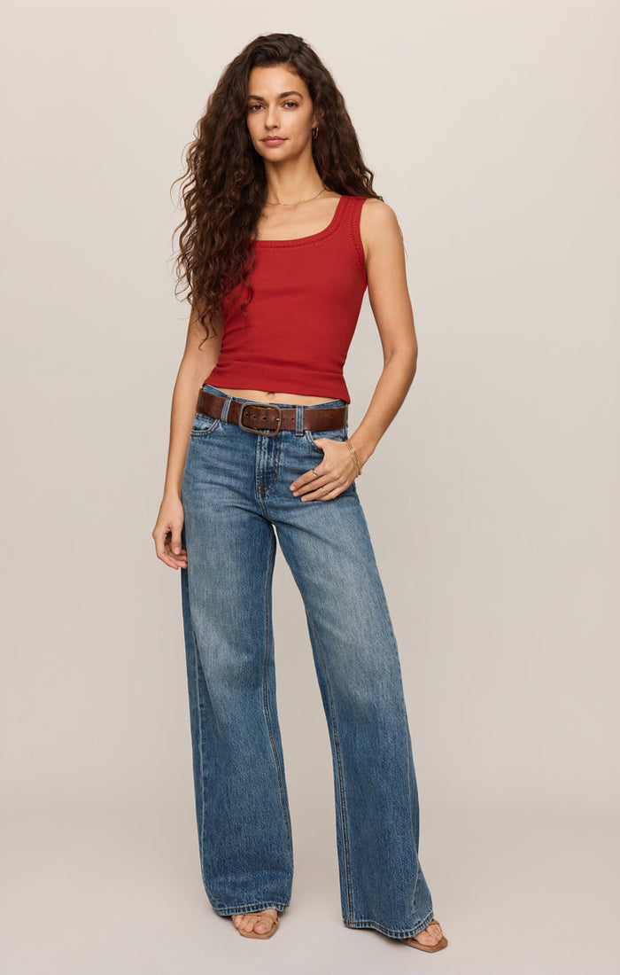 Z Supply Larkin Embroidered Tank in Chili Pepper available at Barbara Katz