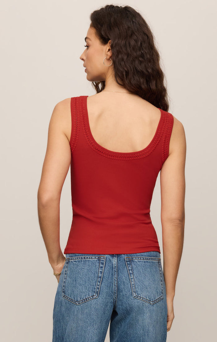 Z Supply Larkin Embroidered Tank in Chili Pepper available at Barbara Katz