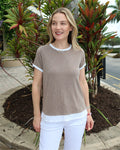 Nally & Millie Leah Layered Tee in Brown Sugar available at Barbara Katz