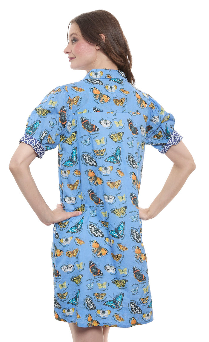 Dizzy-Lizzie Left Bank Puff Sleeve Dress - Butterfly Print available at Barbara Katz