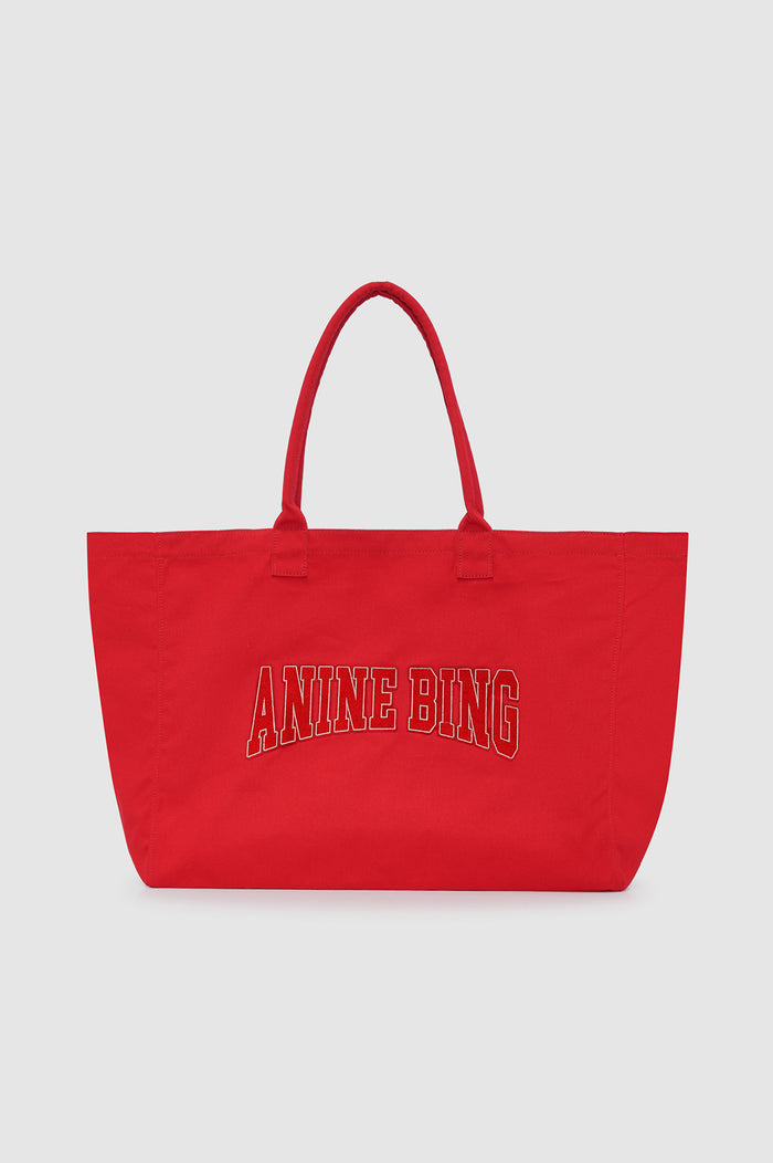 ANINE BING Leo Canvas Tote - Tango Red - front view