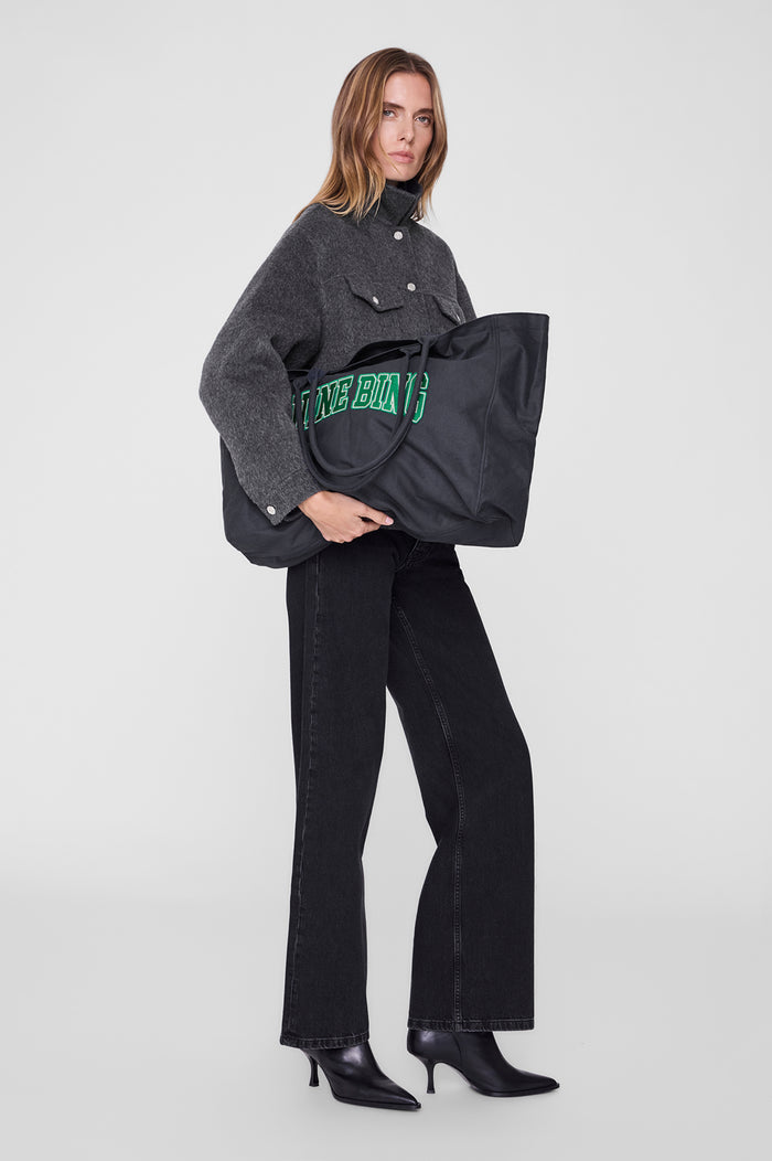 ANINE BING Lili Tote Braided Leather - Black - on model front