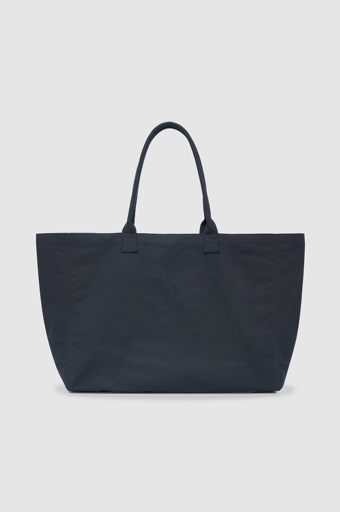 ANINE BING Leo Canvas Tote - Washed Black And Green - back view