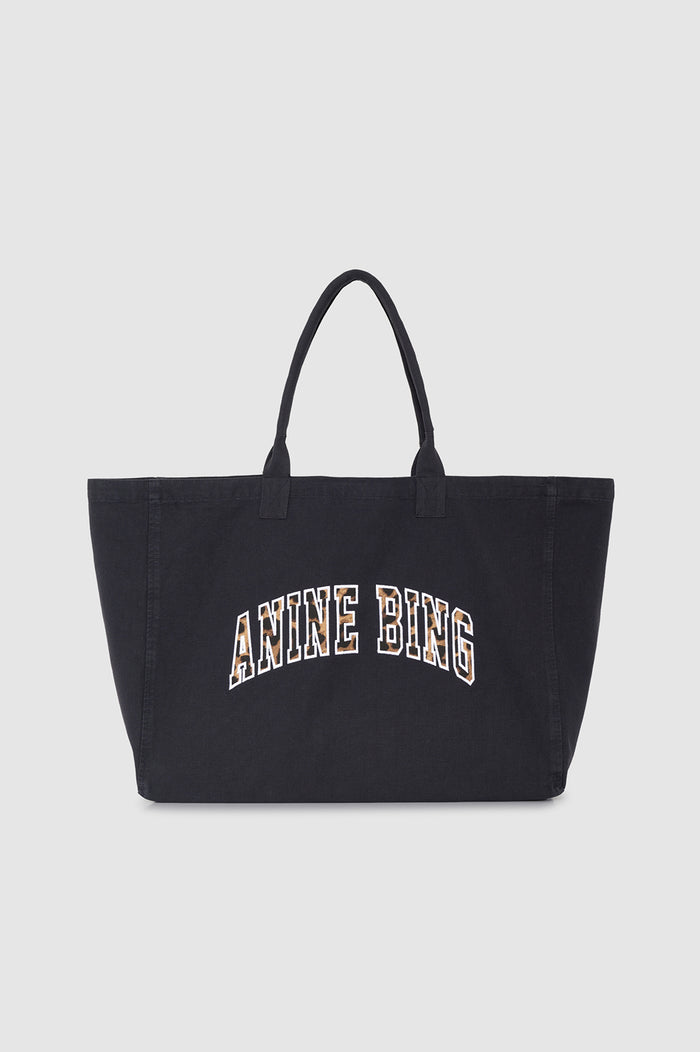 ANINE BING Leo Canvas Tote - Washed Black - front view