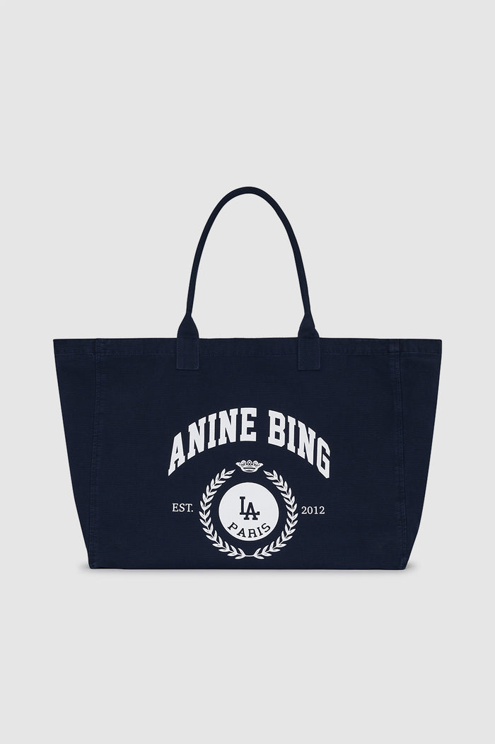 ANINE BING Leo Canvas Tote Collegiate - Blue - front view