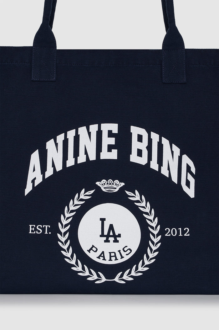 ANINE BING Leo Canvas Tote Collegiate - Blue - detail view