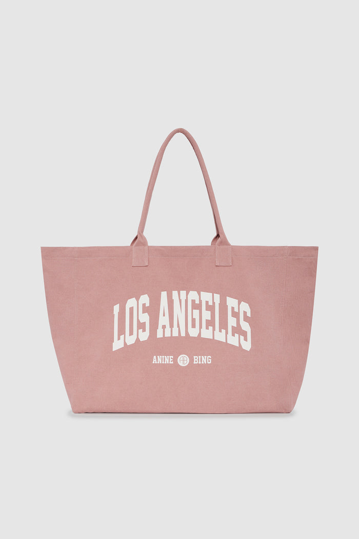 ANINE BING Leo Canvas Tote Los Angeles University - Earth Red - front view