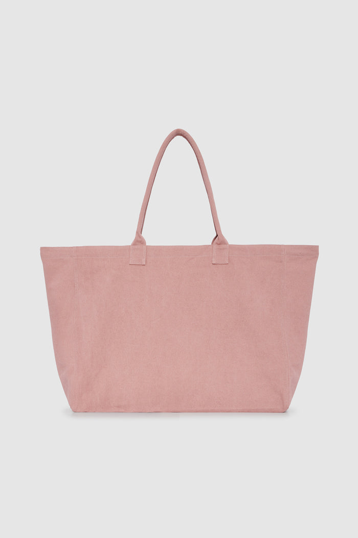 ANINE BING Leo Canvas Tote Los Angeles University - Earth Red - back view