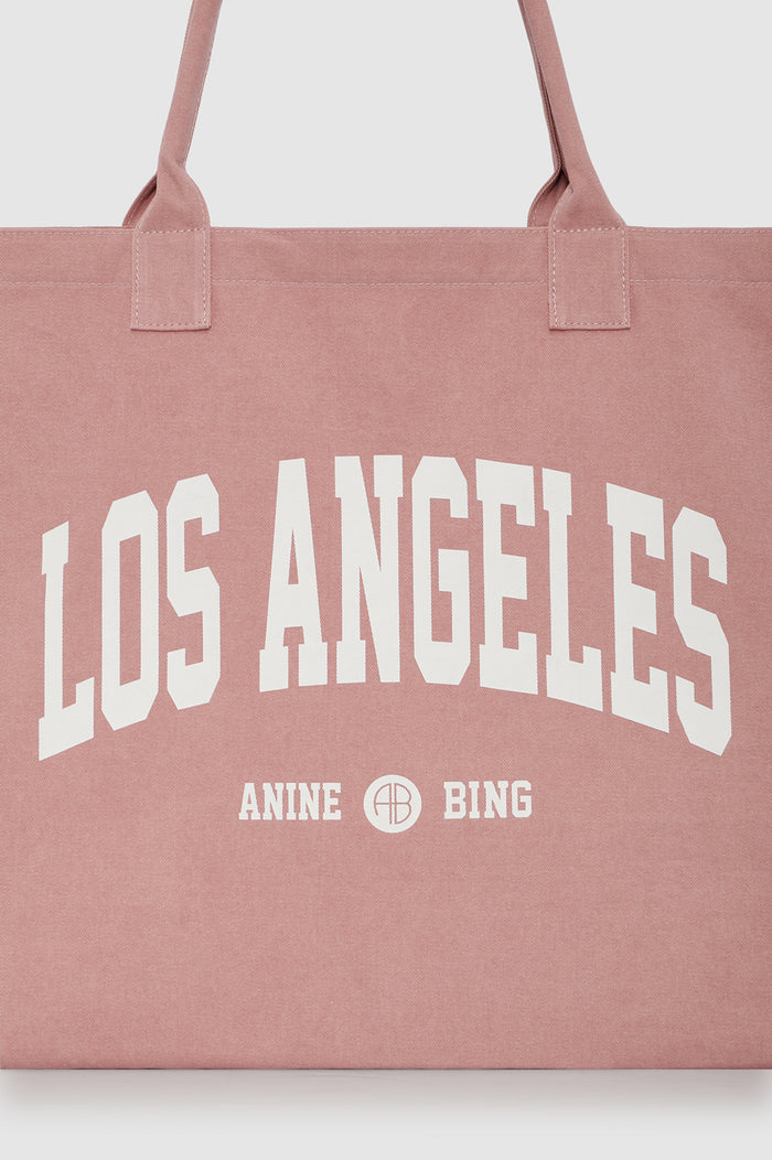 ANINE BING Leo Canvas Tote Los Angeles University - Earth Red - detail view