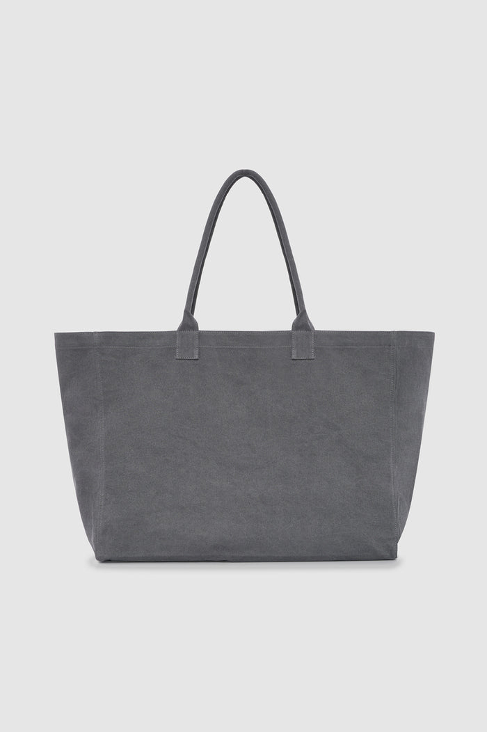 ANINE BING Leo Canvas Tote Los Angeles University - Washed Grey - back view