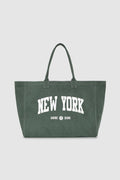 ANINE BING Leo Canvas Tote New York University - Cilantro - front view