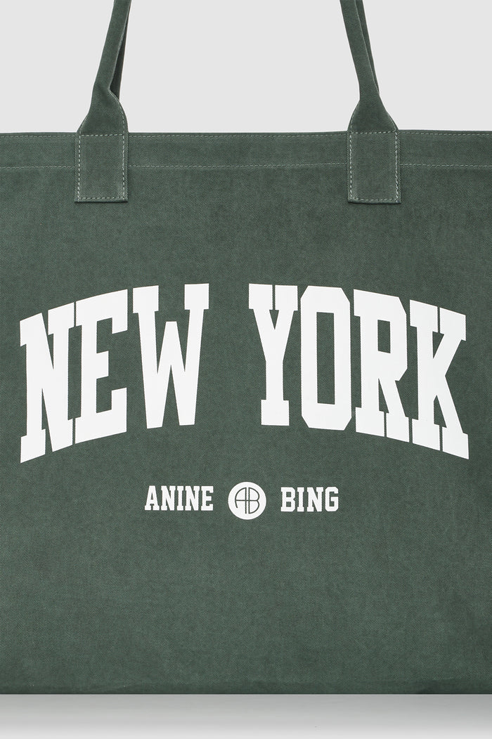 ANINE BING Leo Canvas Tote New York University - Cilantro - detail view