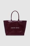 ANINE BING Leo Coated Canvas Tote - Fig - front view