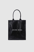 ANINE BING Leonie Coated Canvas Tote - Black - front view