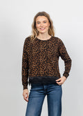 J Society Leopard Print Lace Trim Crew Top available at Barbara Katz