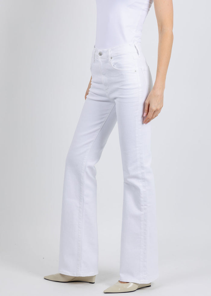 Citizens of Humanity Lilah High Rise Bootcut Jeans 32" in Soft White available at Barbara Katz