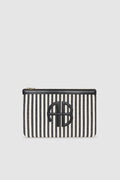 ANINE BING Lili Pouch - White And Black Stripe - front view