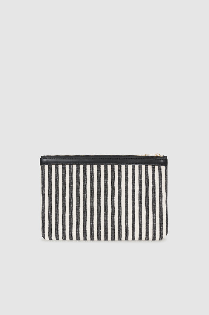 ANINE BING Lili Pouch - White And Black Stripe - back view