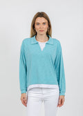 Nally & Millie Lily Layered Polo in Aqua available at Barbara Katz
