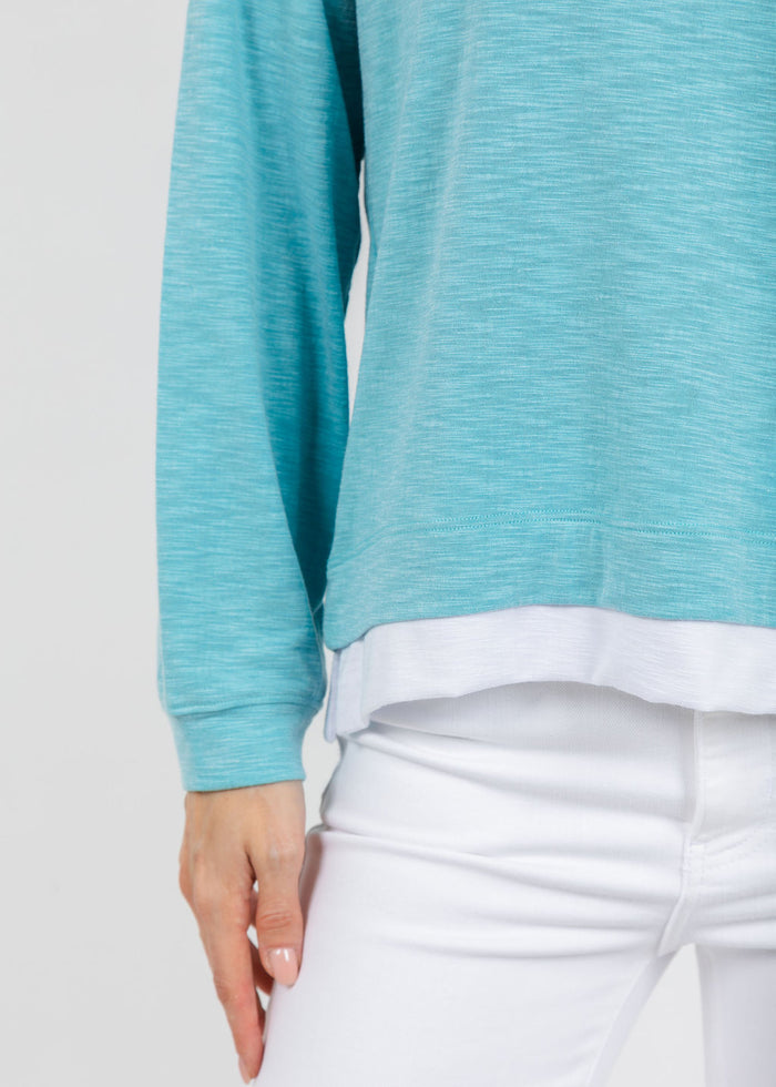 Nally & Millie Lily Layered Polo in Aqua available at Barbara Katz