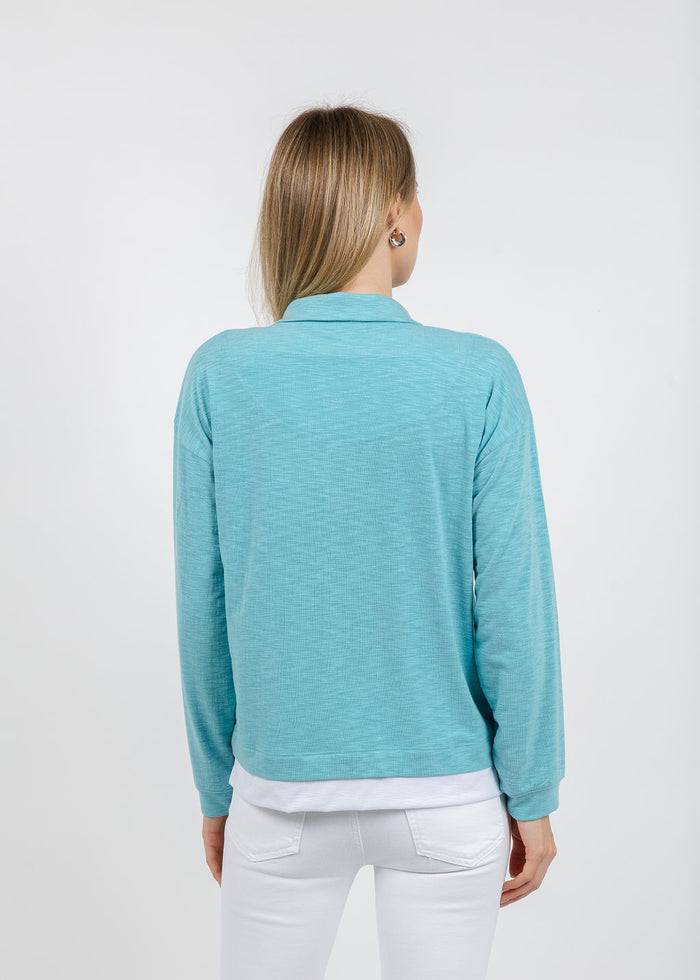 Nally & Millie Lily Layered Polo in Aqua available at Barbara Katz