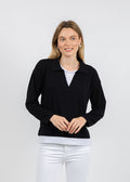 Nally & Millie Lily Layered Polo in Black available at Barbara Katz