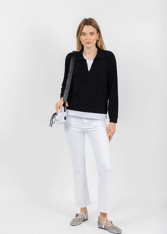 Nally & Millie Lily Layered Polo in Black available at Barbara Katz