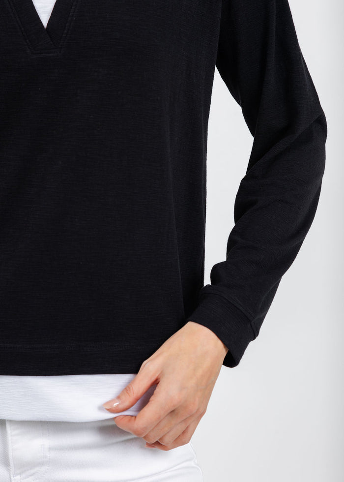 Nally & Millie Lily Layered Polo in Black available at Barbara Katz