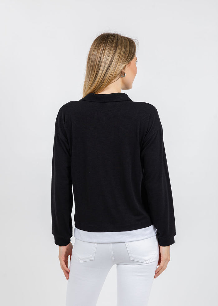 Nally & Millie Lily Layered Polo in Black available at Barbara Katz
