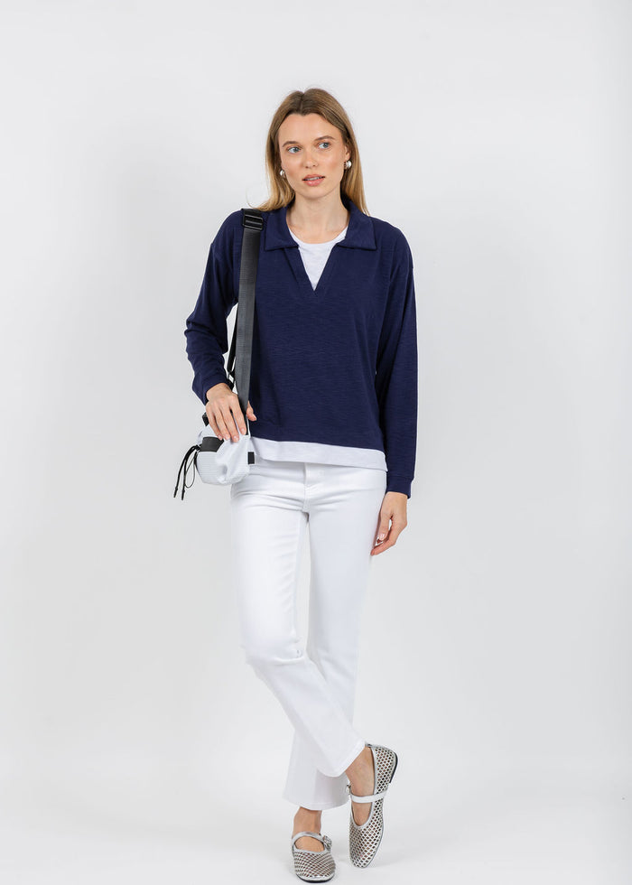Nally & Millie Lily Layered Polo in Blue Night available at Barbara Katz