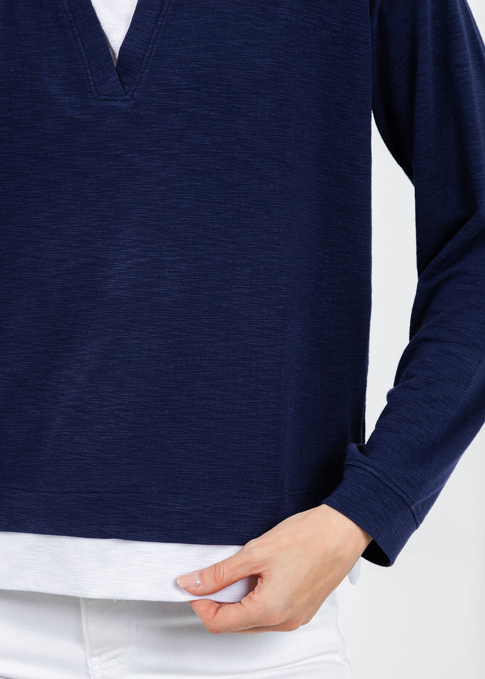 Nally & Millie Lily Layered Polo in Blue Night available at Barbara Katz