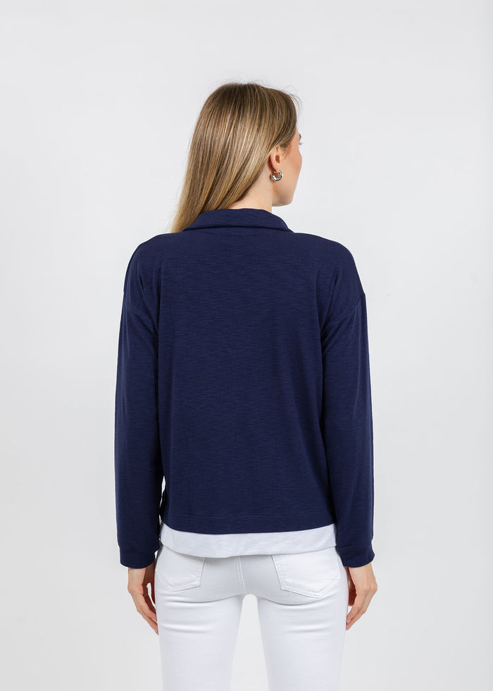 Nally & Millie Lily Layered Polo in Blue Night available at Barbara Katz