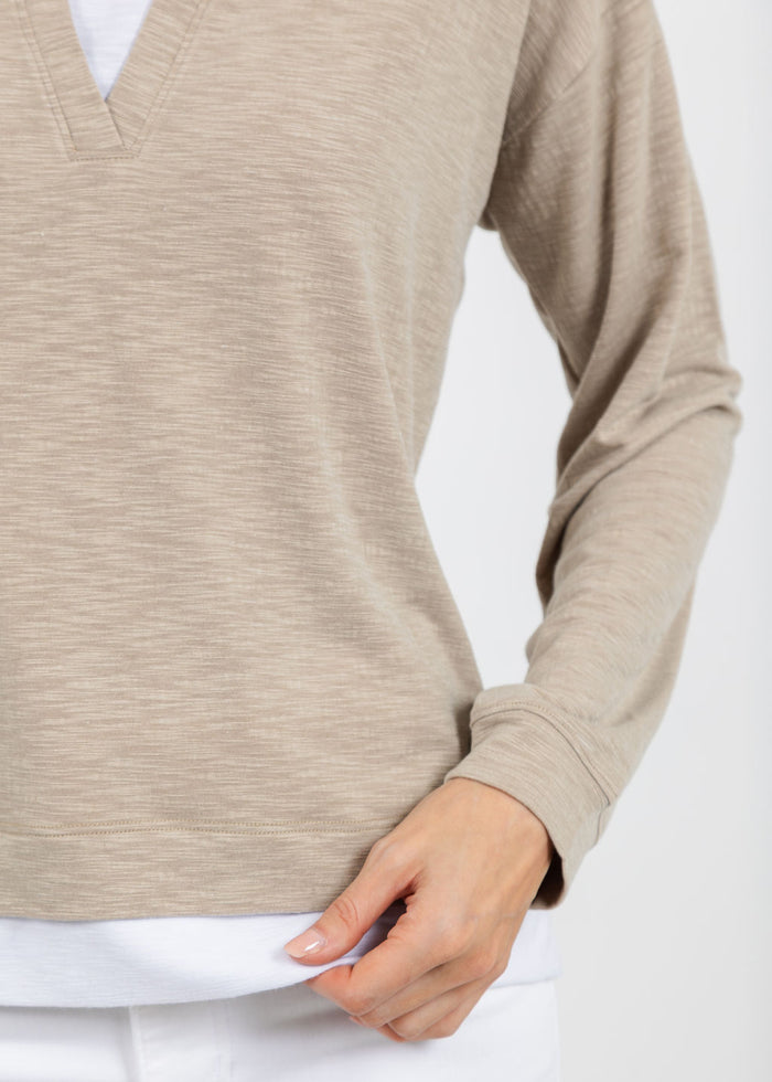 Nally & Millie Lily Layered Polo in Khaki available at Barbara Katz
