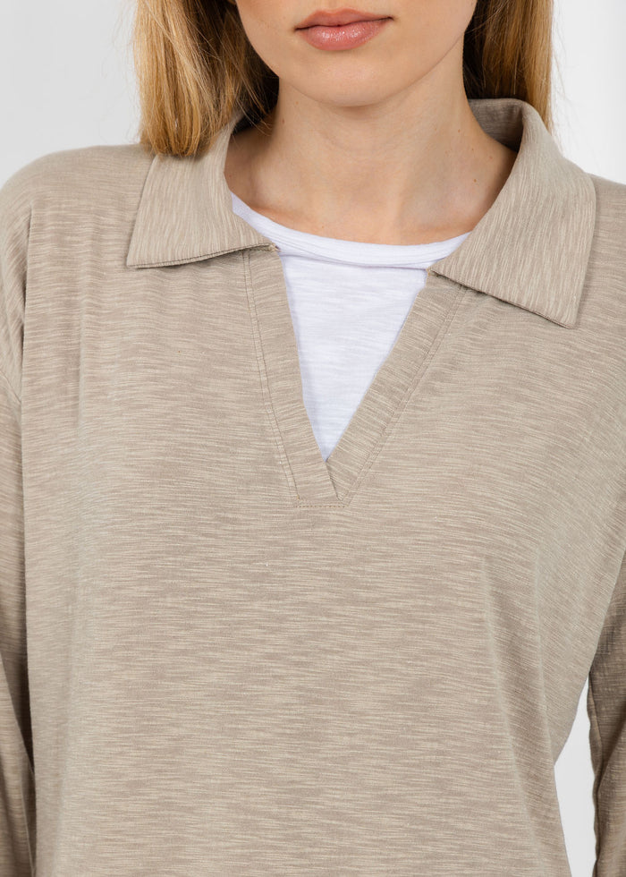 Nally & Millie Lily Layered Polo in Khaki available at Barbara Katz