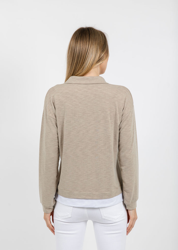 Nally & Millie Lily Layered Polo in Khaki available at Barbara Katz