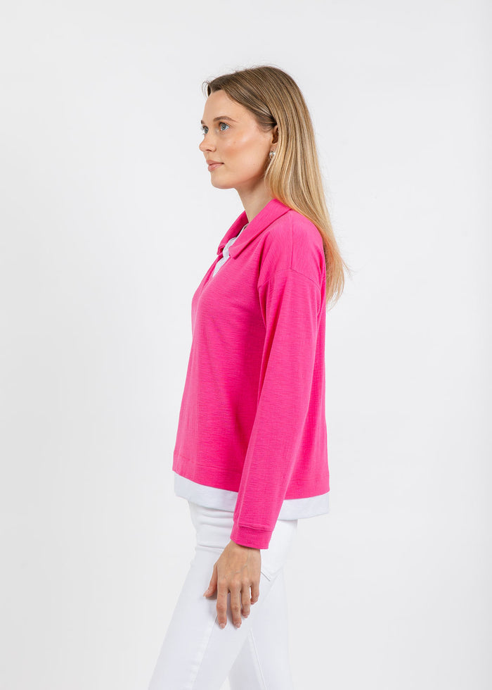 Nally & Millie Lily Layered Polo in Magenta available at Barbara Katz
