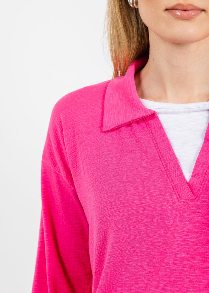 Nally & Millie Lily Layered Polo in Magenta available at Barbara Katz