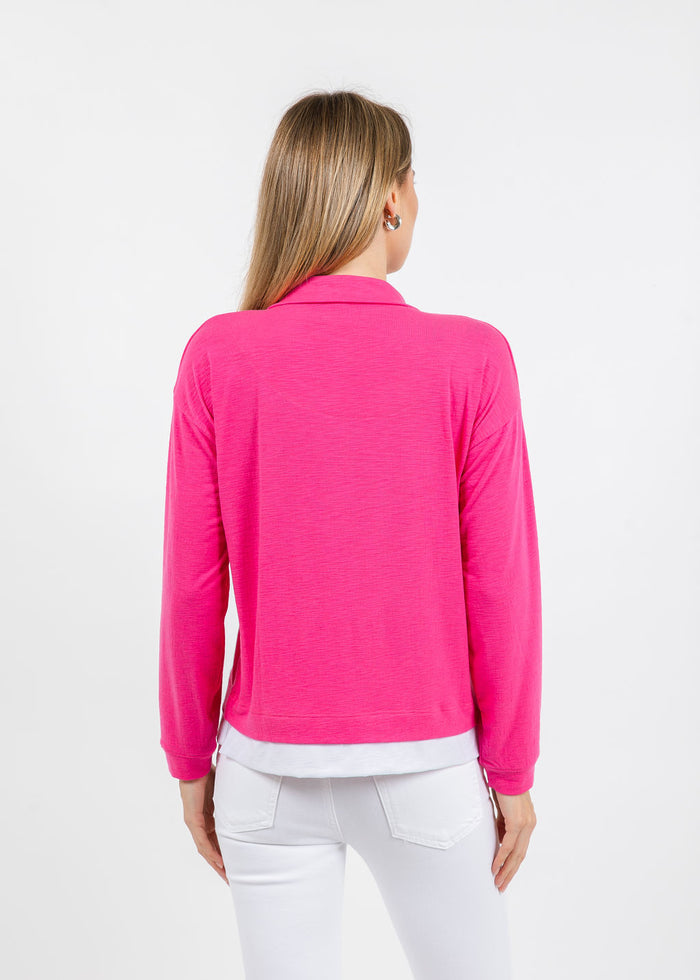 Nally & Millie Lily Layered Polo in Magenta available at Barbara Katz