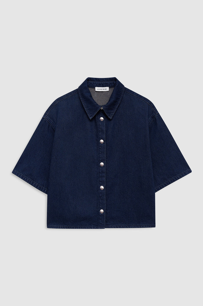 ANINE BING Lincoln Shirt - Ink Blue - front view