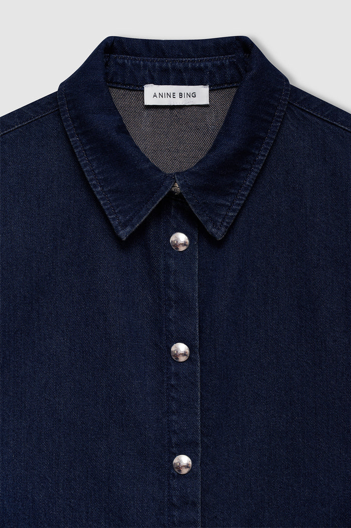 ANINE BING Lincoln Shirt - Ink Blue - detail view