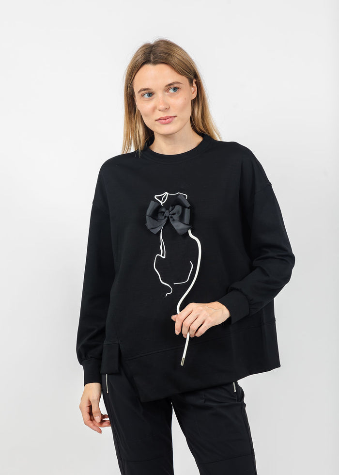 Line Art Crew Neck Sweater - Black