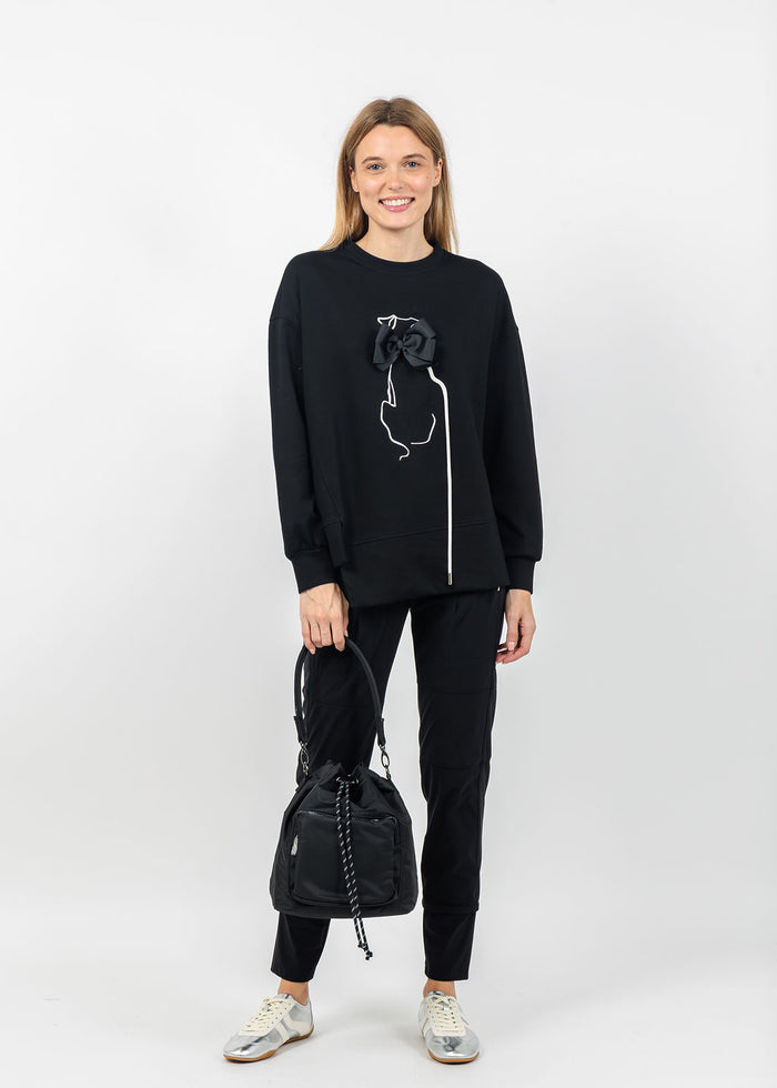 Line Art Crew Neck Sweater - Black