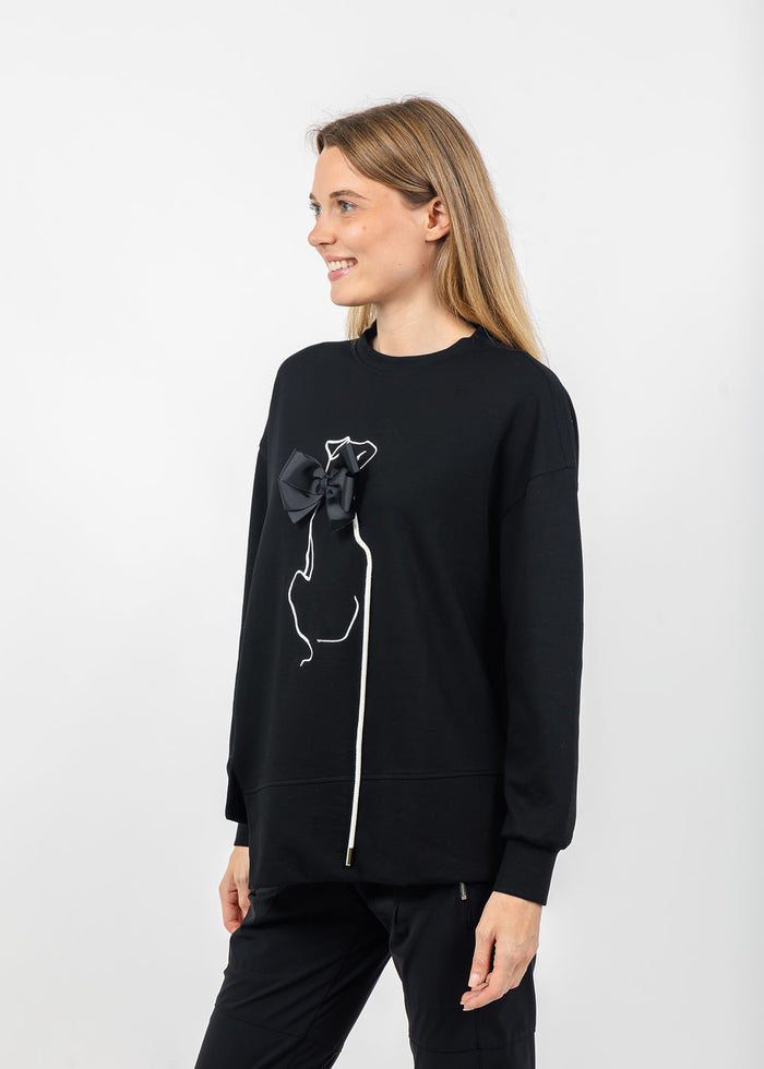Line Art Crew Neck Sweater - Black