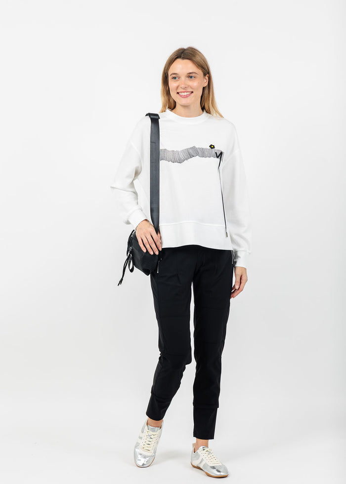 Terra Linear Graphic With Floral Sweater in Ivory available at Barbara Katz