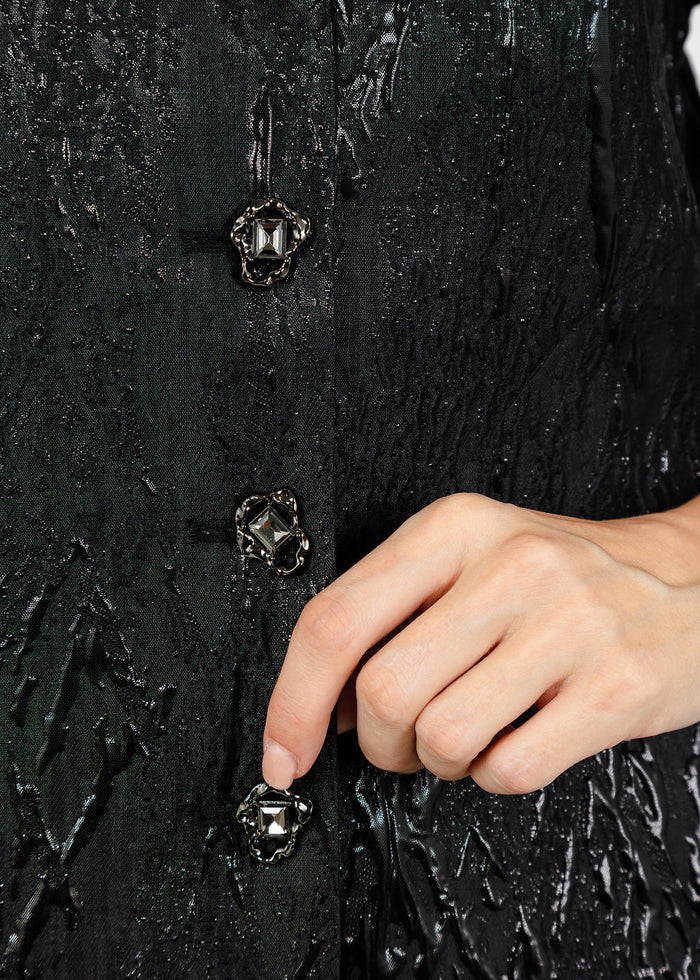 Terra Liquid Embossed Crinkle Jacket in Black available at Barbara Katz