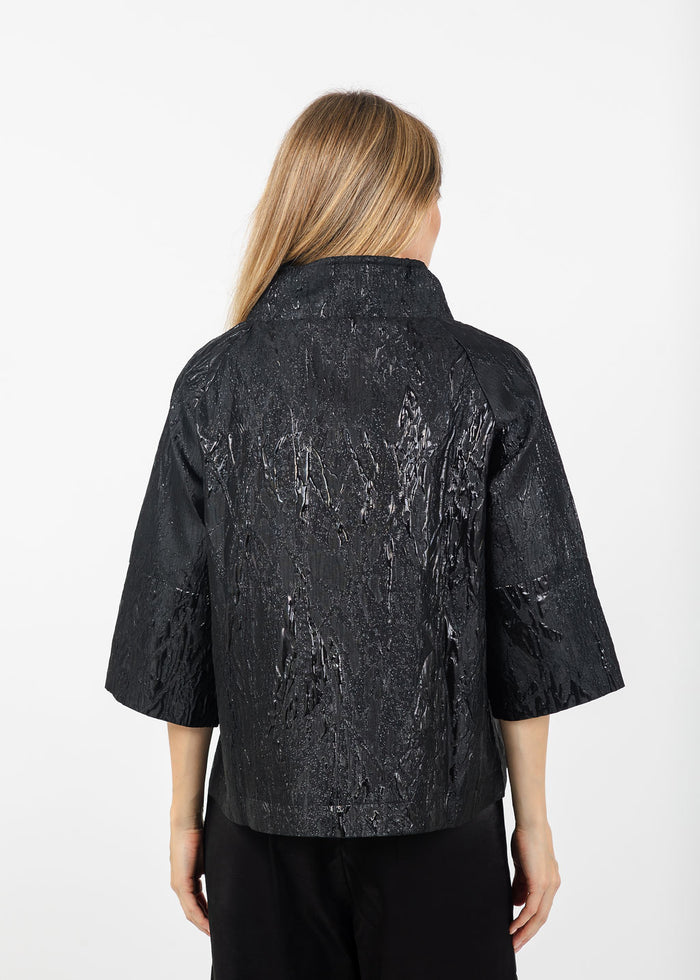 Terra Liquid Embossed Crinkle Jacket in Black available at Barbara Katz