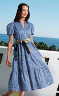 Dizzy-Lizzie Litchfield Dress - Navy White Swirl Print available at Barbara Katz