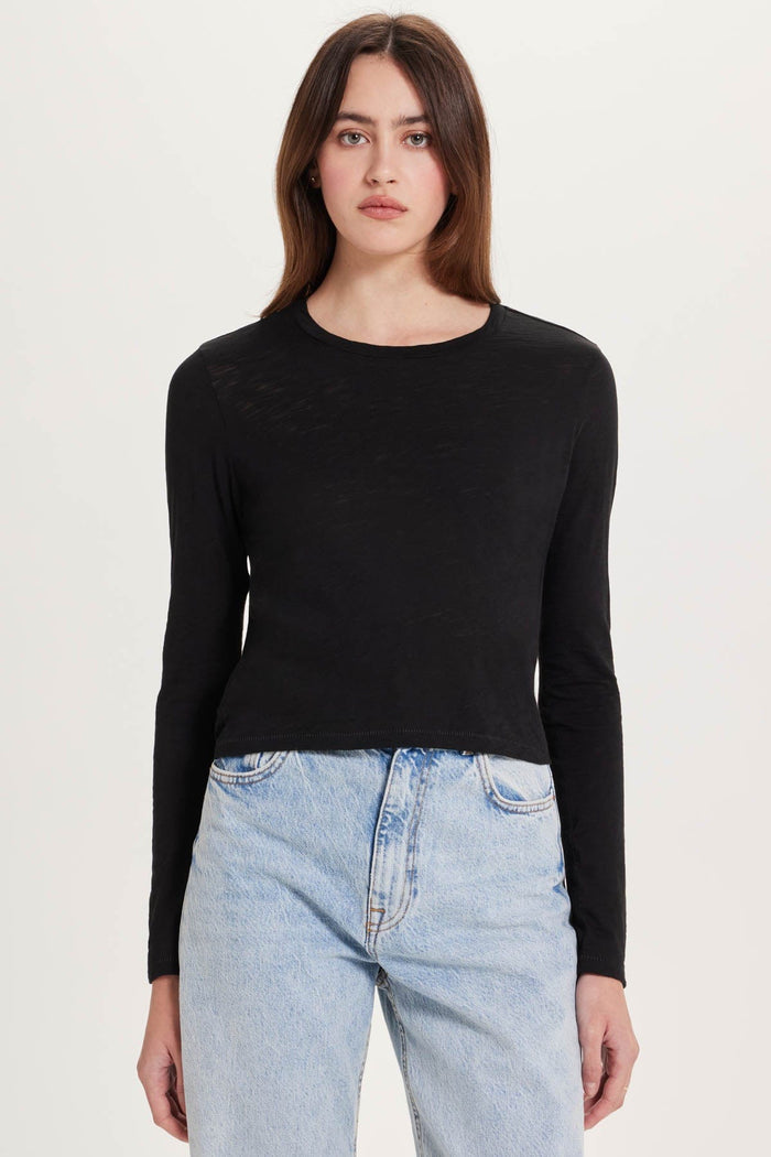 Goldie Long Sleeve Cropped Boy Tee available at Barbara Katz