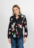 Vilagallo Love Print Shirt - Black available at Barbara Katz