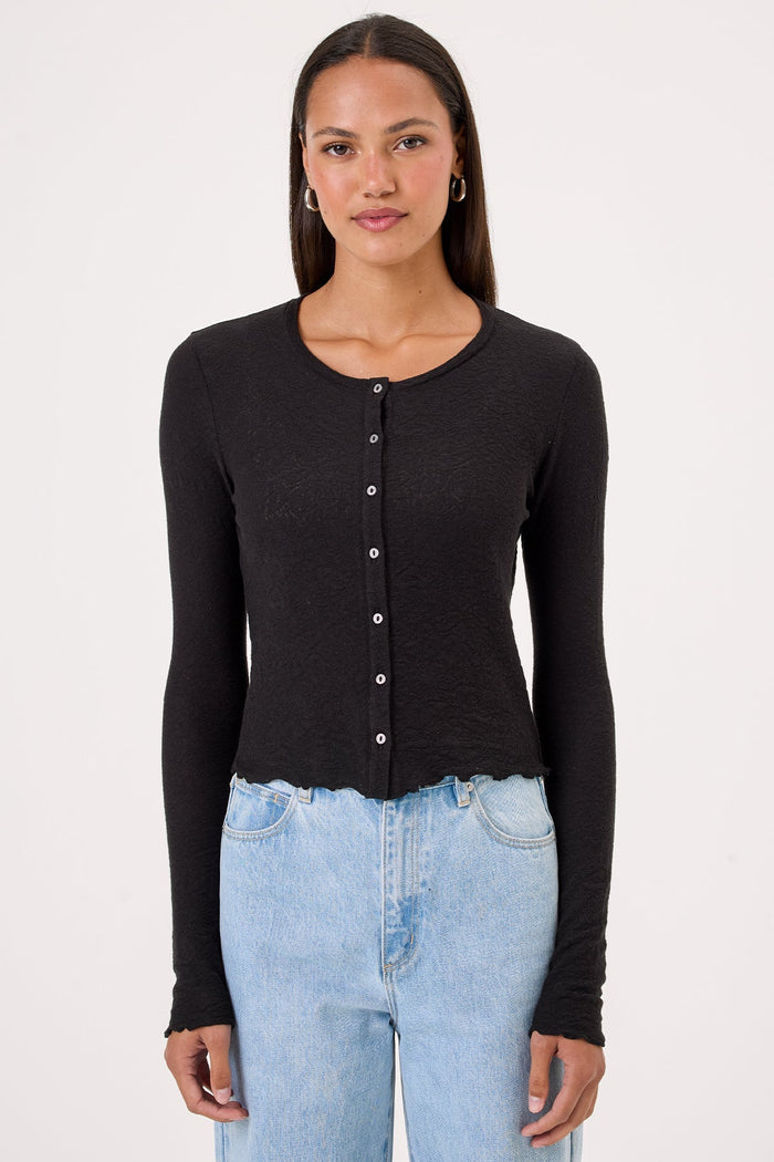 Goldie Love Story Jacquard Cardigan in Black available at Barbara Katz